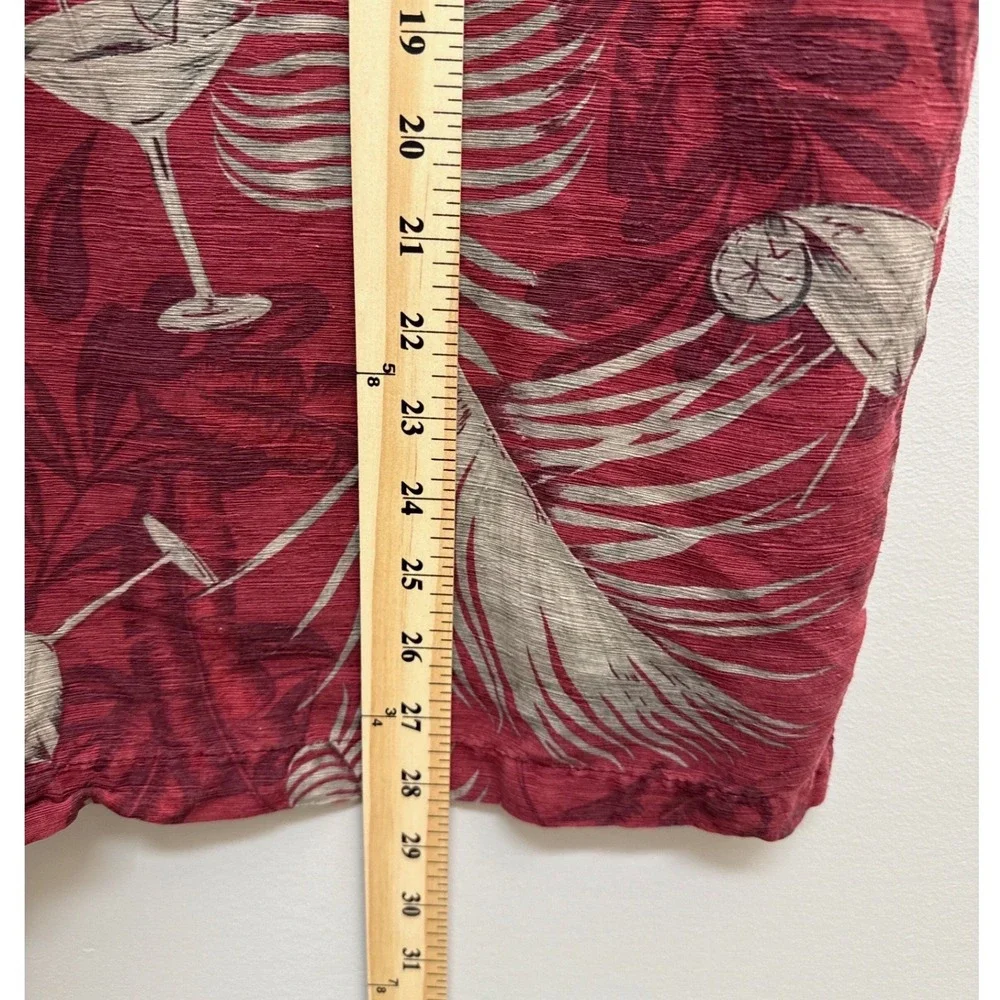 Havana Jack's Cafe (Red) 100% Silk Tropical Martini Button Up Shirt Mens XL